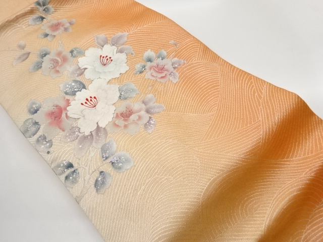 JAPANESE KIMONO / GINSAI YAMACHA FLOWER PATTERN EMBROIDERY NAGOYA OBI